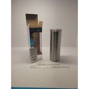 20oz Skinny Stainless Steel Tumbler with Metal Straw